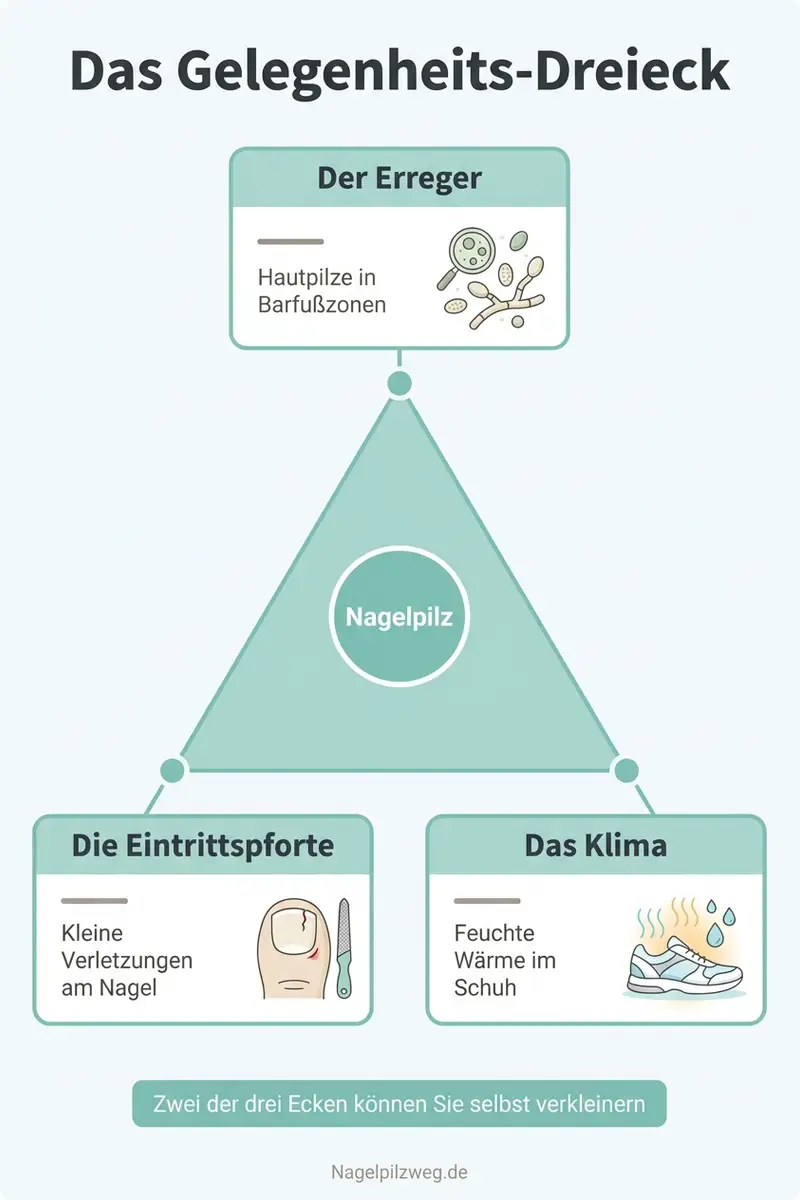 Infografik: Das Gelegenheits-Dreieck aus Erreger, Eintrittspforte und Klima