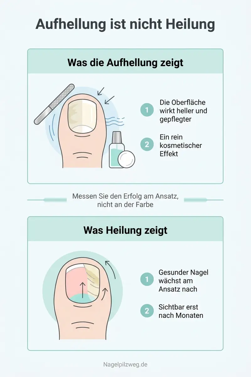 Infografik: Aufhellung und Heilung sind zwei verschiedene Dinge